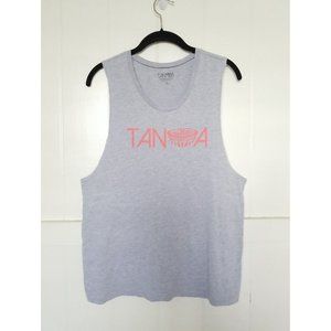 TANOA SAMOA Hawaii Womens 2-Sided Graphic Logo Tank Top Gray Grey Heather Pink